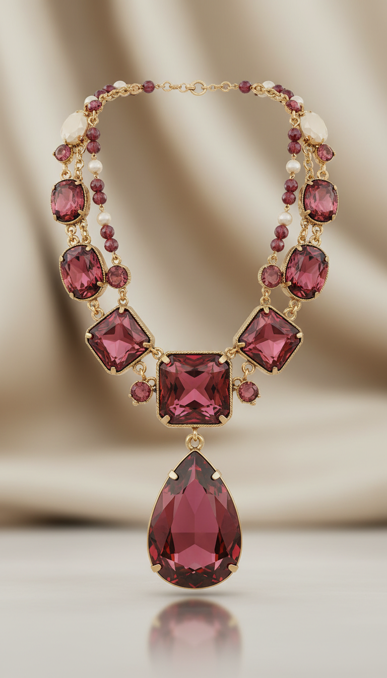 Rose Garnet Statement Necklace